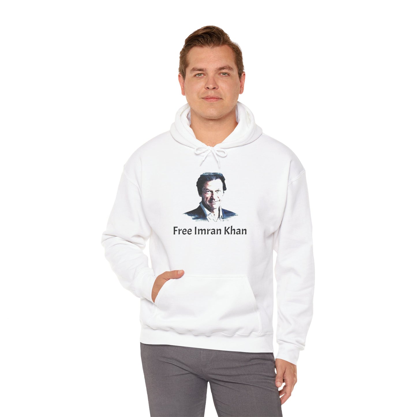 Portrait Unisex Heavy Blend™ Hooded Sweatshirt with Imran Khan Face Print Pullover