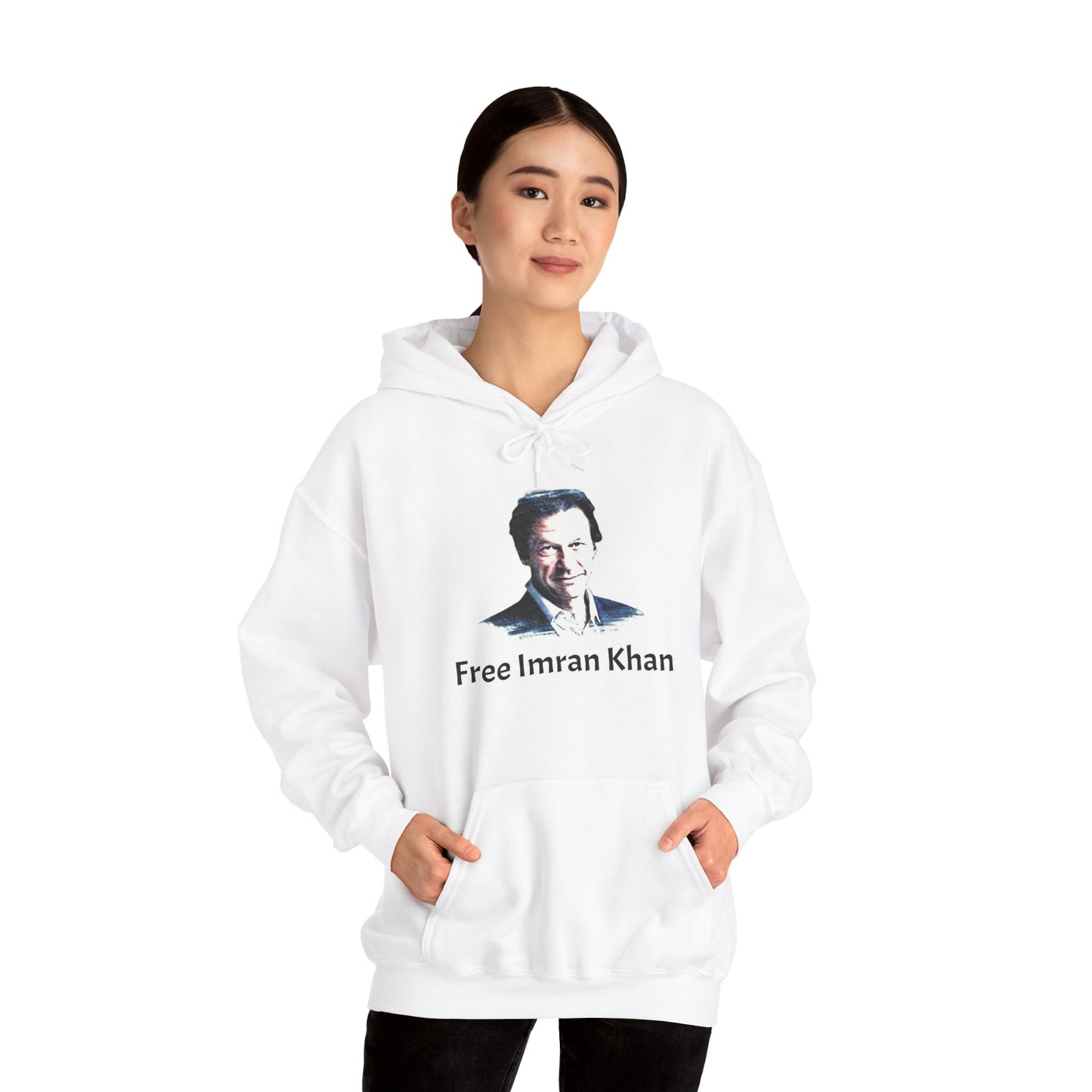 Portrait Unisex Heavy Blend™ Hooded Sweatshirt with Imran Khan Face Print Pullover