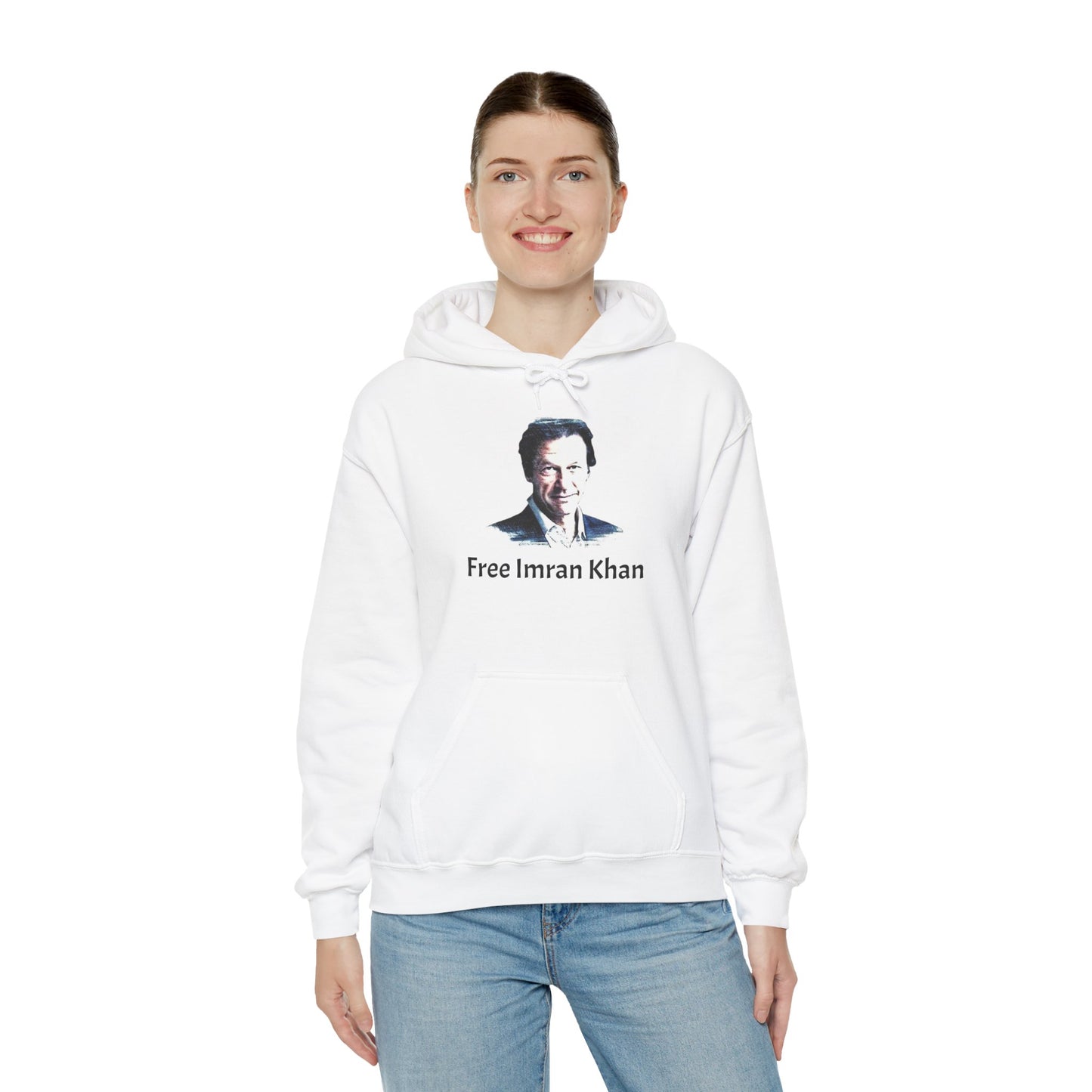 Portrait Unisex Heavy Blend™ Hooded Sweatshirt with Imran Khan Face Print Pullover